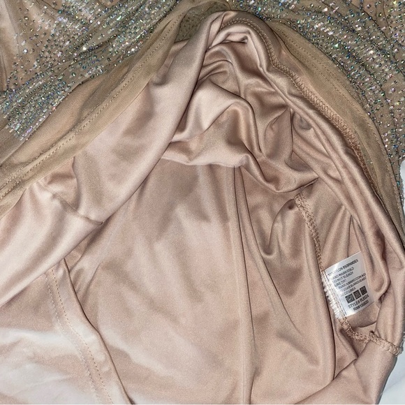 HP✨Xtaren Long Sleeve Sheer Mesh Rhinestone Bodycon Mini Dress - Picture 13 of 13